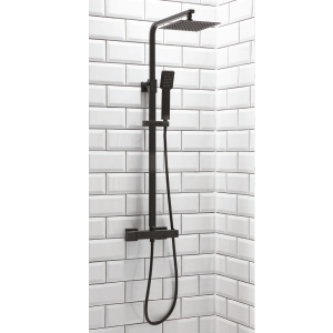 Lunar Square Thermostatic Rigid Riser Shower Kit (Black)