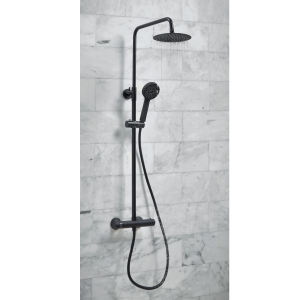 Middleton Round Thermostatic Rigid Riser Shower Kit (Black)