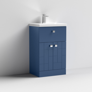 Blocks 500mm Floor Standing Modern Vanity Unit With Drawer (Blue)