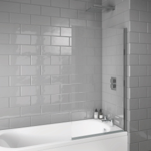 Square Straight Hinged Bath Screen (Chrome)