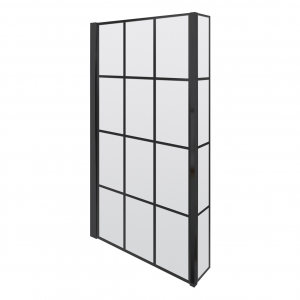 Satin Black Hinged Grid Screen For Square L Shape Shower Bath