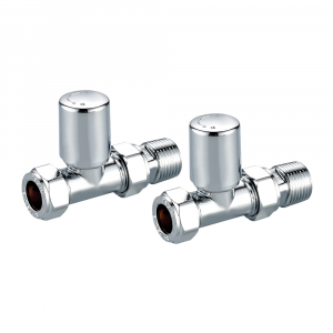 Modern Straight Radiator Valves Chrome (Pair)