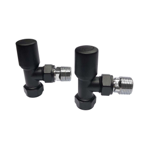 Modern Angled Radiator Valves Black (Pair)